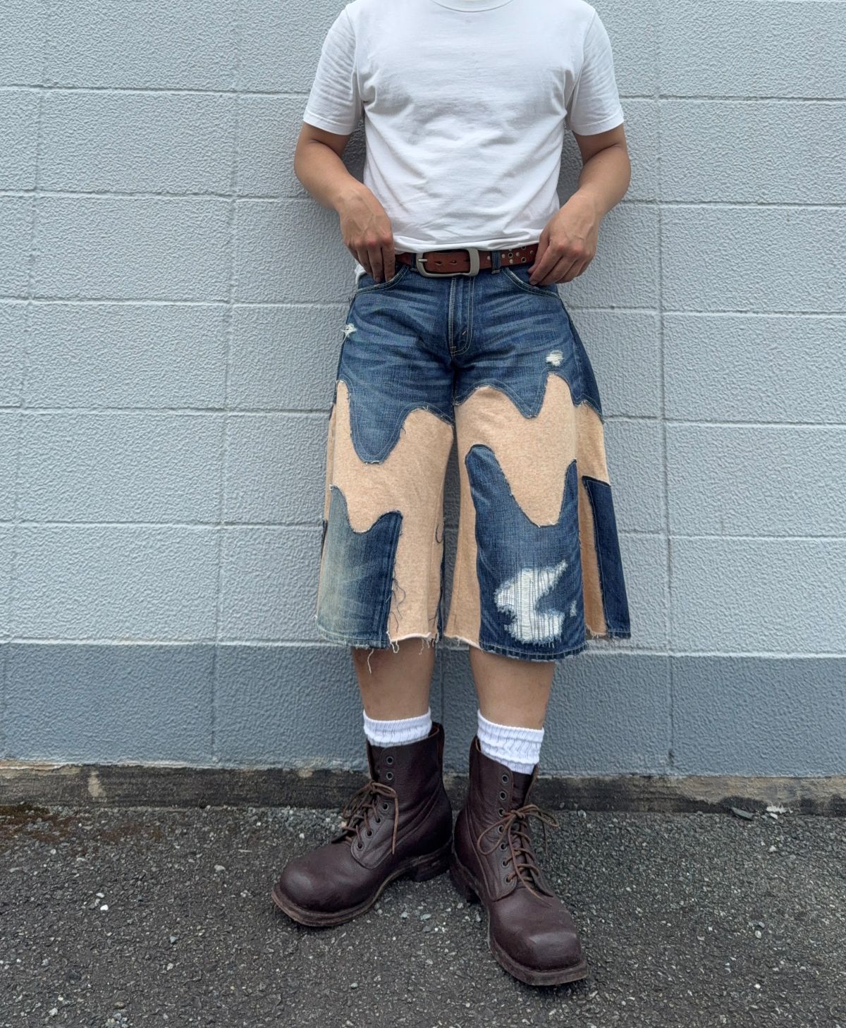 KAITO 26ss Denim-look sweat shorts